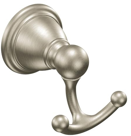 Moen YB2203BN Brantford Traditional Double Robe or Towel Hook for Kitchen or Bathroom, Brushed Nickel