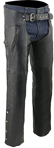 Milwaukee Leather Herren Lkm5782-blk-l LKM5782 Lederchaps mit Zwei Taschen, Schwarz, Large