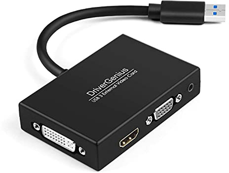 DriverGenius ViewX Trio Series | Adaptador USB 3.0 a HDMI/DVI/VGA con Audio 3,5 mm para Escritores, Diseñadores y Analistas de Datos Compatible PC/Mac【DisplayLink Chipset, 1-Pieza】