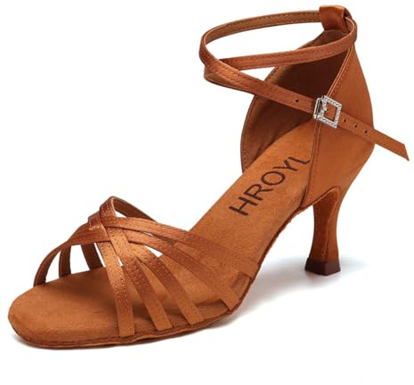 HROYL Chaussures de Danse Latine Femmes Salsa Bachata Chaussures Danse de Salon,213-7-Marron,EU39