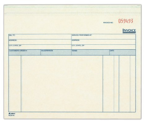 Adams facture pour unité de services des Ensembles, 18,9 x 21,6 cm, EN 3 parties, autocopiant, Blanc/canari/rose, 50 Ensembles par lot (Nct8745)