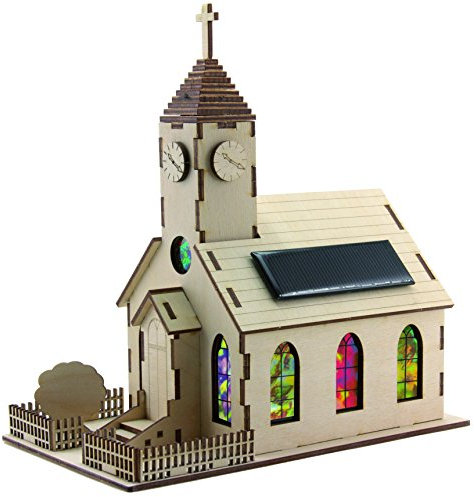 SOL-EXPERT group 40296 - Solar-Kirche Harmony, Bausatz, Holz, Natur