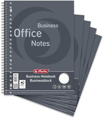 LANDRE 100555411 College Block Business Pack of 5 A4 100 Sheets Checkered 10 mm 80 g/m² Punched Notepad Notepad Letter Block School Block
