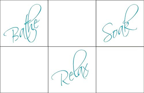 Intercoat 12 x Bathe Relax Soak Tile transfer stickers kitchen bathroom.ANY COLOUR. (LIGHT GREY, 130mm)