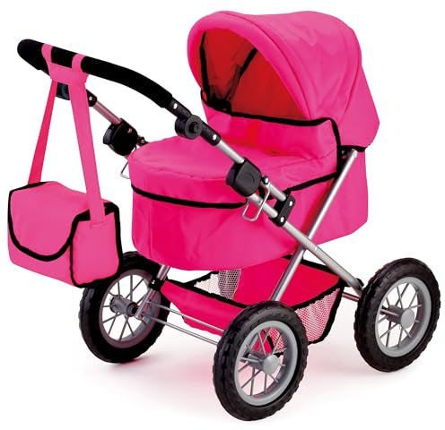 Bayer Design 13029AA Dolls Pram Trendy, stroller, foldable, height-adjustable handle, bag , pink