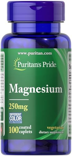 Puritans Pride Magnesium 250 Mg Caplets, 100 Count