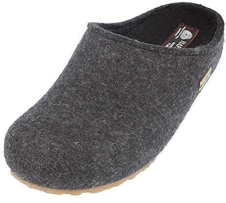HAFLINGER Grizzly Michl Filzpantoffel Hausschuh mit Gummisohle Graphit, Gr. 41