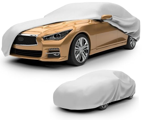 Budge Lite Car Cover, Indoor Protection, Breathable Dustproof Cover, Fits Full-Size Sedans up to 228 Inches, Gray, Size 4