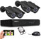 SANSCO 8 Channel CCTV Camera Systems, 2K DVR with 4x 5MP Security Cameras Outdoor, 1TB Hard Drive Disk (All Metal IP66 Rated, Continuous/Motion Recording, Instant Push Notifications + Email Alerts)