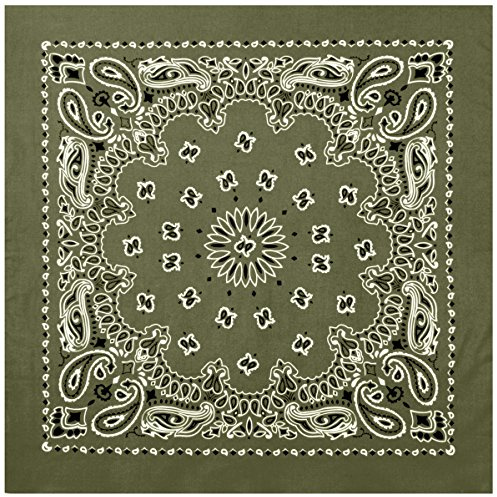 Rothco Trainmen Paisley Bandana – Extra-Large - 27 X 27 - Olive Drab