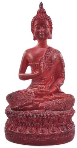 ornerx Thai Sitting Buddha Statue for Home Decor Red 6.7 