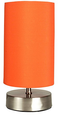 MiniSun | Modern Brushed Chrome Touch Table Lamp with Orange Light Shade | Table Lamps, Home Décor & Improvement Essential | Includes 5W LED Bulb [3000K Warm White]