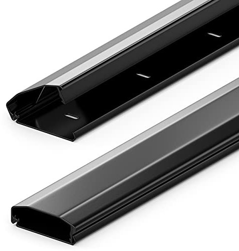 deleyCON Conduit de Câble Universal Mécanisme à Clapet Innovant Aluminium de Grande Qualité Longueur 100cm Largeur 6cm Hauteur 2cm - Noir