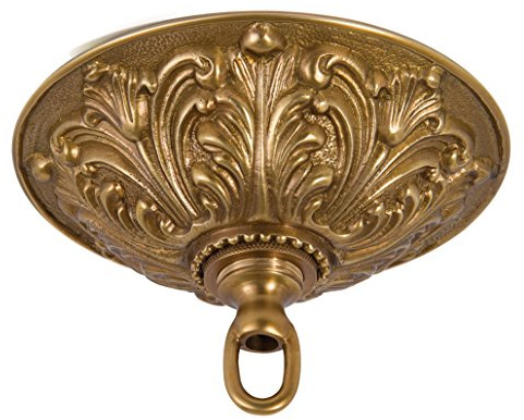 B&P Lamp Antique Brass Finish Cast Brass Screw Collar Ceiling Light Canopy Plate Kit