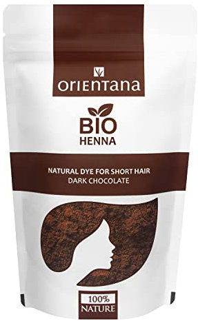 Orientana Bio Hair Henna Dark Chocolate 100% natürliches veganes Kräuterpulver zur Haarfärbung für kurzes bis mittleres Haar 50g