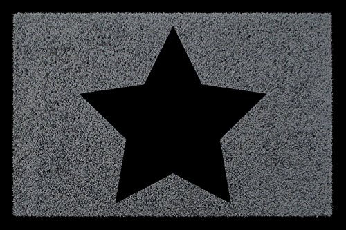 Interluxe SCHMUTZMATTE Fußmatte Stern SCHWARZ Geschenk Einzug 60x40cm Türmatte Dekomatte Dunkelgrau