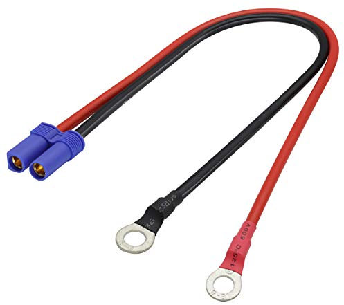 AAOTOKK EC5 to O Ring Terminal Adapter Cable,EC5 Female to O Ring Eyelet Terminal Plug Connector Extension Cable 10AWG RC ESC Charger Side Power(40cm/15inch)