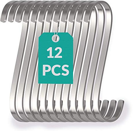 Praknu 12 S Haken Edelstahl Flach - bis 25kg Belastbar - 11cm Groß - Rostfreie S-Haken zum Aufhängen