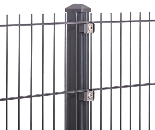 Doppelstabmattenzaun 656 Set mit Va Klemmhalter Anthrazit Gartenzaun Neu 7,5m-50m Stabmattenzaun | 25-123 cm