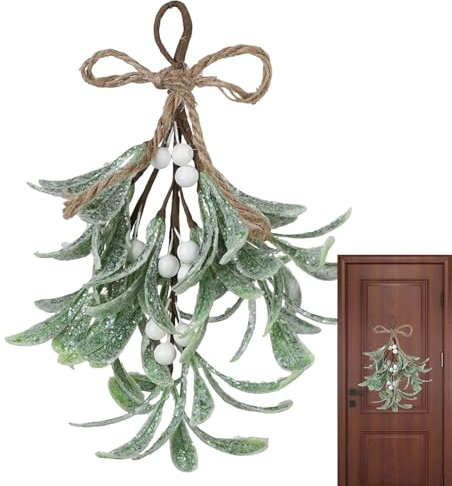 Luckxing Artificial Mistletoe Pick,Greenery Mistletoe Floral Stems - Festive Mistletoe Garland, Faux Branches for Tree, Crafts, Holiday
