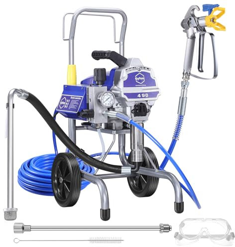 Gyfent 490 Farbsprühsystem Elektrisch 2200W, Airless Farbsprühgerät 2,3L/min mit Druckregulierung, Effizientes Wandfarbe Sprühgerät für Wohnungsumbau Renovierung