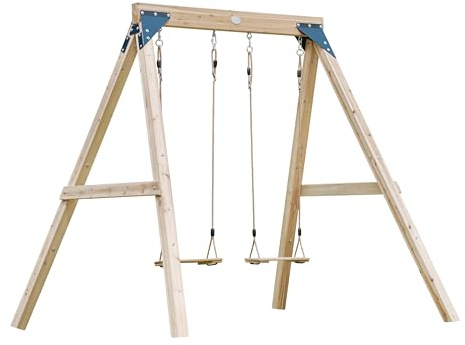 AXI Yuna Doppelschaukel in Braun aus FSC Holz | Schaukel mit Gestell für 2 Kinder | Kinderschaukel/Schaukelgerüst für den Garten