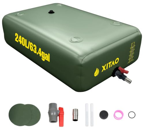 XITAO 63Gal/240L Water Storage Bladder w/Water Level Indicator, Large Capacity Foldable Water Storage Containers, Portable Emergency Water Tank Water Bag for RVs, Fire Prevention, Irrigation