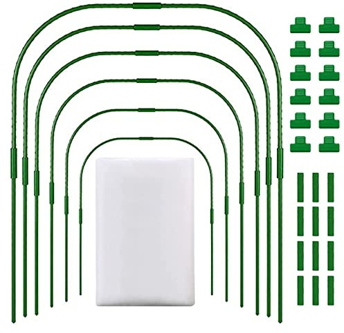 Pneu de serre Grow Tunnel – Kit de pneus de jardin en acier avec pinces de serre, accessoires de filet de jardin | Anneau de support pour cadre de serre / clip / filet pour protéger le jardin
