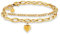Armband Herz für Damen Gold - Mehrreihiges goldenes Charms Armband in 18K vergoldet | Verstellbares Herz Charm Armkette(14,5cm - 19,5cm) - Figaro Kette, Panzerkette