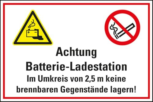 KSIGN Hinweisschild Batterieladestation im Umkreis..., Kunststoff, 400x300mm