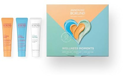 ANNEMARIE BÖRLIND WELLNESS MOMENTS SET - Vitamin Mask + Hydro Gel Mask + Effekt-Peeling (jeweils 15 ml), Gesichtspflege Set Für Trockene, Müde und Fahle Haut