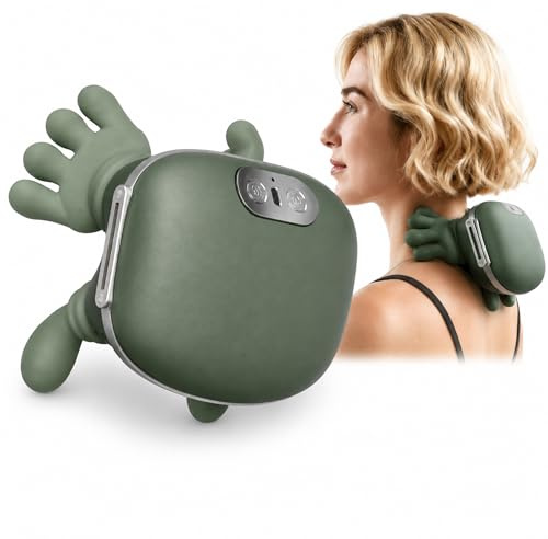 Massaggiatore Cervicale 4D Shiatsu con CALORE DELICATO e CONFORTEVOLE - Massaggiatore Schiena e collo Wireless con 3 Velocità e 2 Livelli di Calore - Per Schiena, Gambe e Relax Muscolare - SILENZIOSO