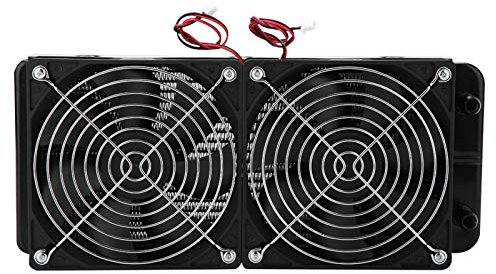 Sharainn Radiatore Acqua Raffreddamento, 240 mm Alluminio Leggero Computer CPU Raffreddamento ad Acqua radiatore Heat Row Radiatore con Doppia Ventola 18 Tubi, radiatore Acqua
