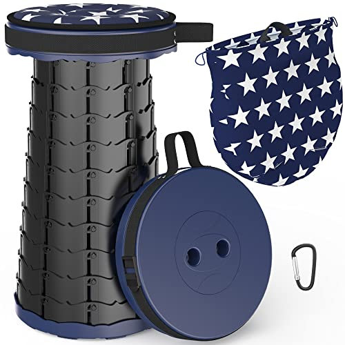 LOCYOP LOCYOPTragbarer Klapphocker Camping Hocker Teleskophocker,Klappbarer Hocker,Mini Leichte Campinghocker für Outdoor Camping Angeln BBQ Drinnen Küche,Belastung 440lbs(Marine)