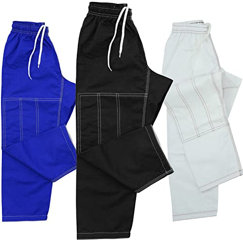 Roar Kids Brazilian Jiu Jitus Gi Pants BJJ Kimono Pants MMA Grappling BJJ Gi Pant Martial Arts and Kick Boxing (C0, Black)