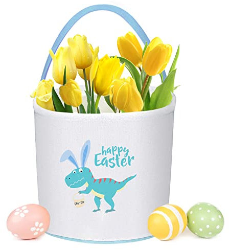 Leesgel Cestas de Pascua, Bolsa Regalo para Juegos de Caza del Huevo de Pascua, Easter Basket para Huevos de Pascua Manualidades Juguetes Decoracion Pascua Easter Egg Hunt - Azul Dinosaurio