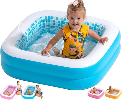 3-in-1 Inflatable Baby Pool, Bathtub & Ball Pit for Toddlers 1-3, Patented Safety Secure Grip Handles, Soft Floor & Drain - Summer Water Toys, First Birthday Gifts, Kiddie Pool for Ages 1 2 3, 34x10