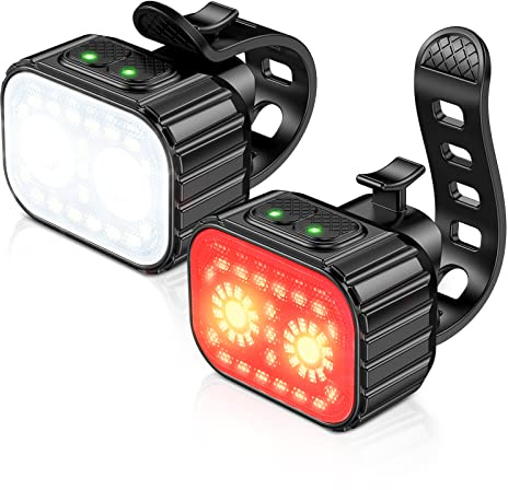 FOCBYE Bike Lights, Super Bright Bike Light Set, IPX6 Waterproof Bike Lights Front and Back, 8+12 Lighting Modes, USB Rechargeable LED Bicycle Light, Mountain Bike Cycling Front Light Rear Light