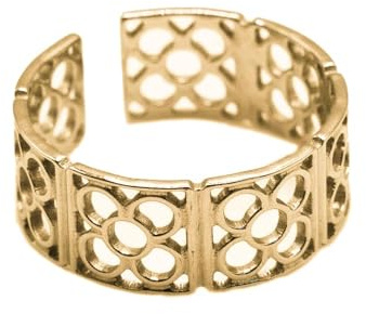 MAJALE - Anillo Mujer Flor de Barcelona – Anillo Panot Dorado Abierto en Acero Inoxidable, Resistente e Hipoalergénico – Recuerdo Ideal, Diseñado en España (Dorado)