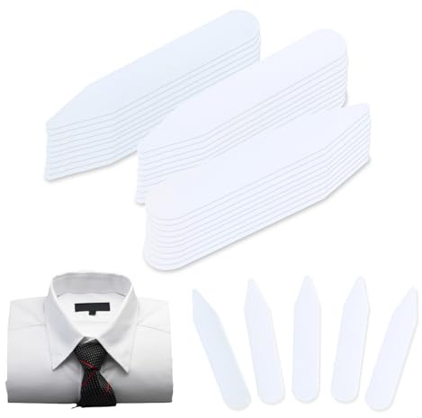 BORISCA 120 Pz Stecche Colletto Camicia, Bianco Rinforzo per Stecche Camicia Colletto, Irrigidimento del Colletto della Camicia in 6 Diverse Taglie, Collare Rigido in Plastica per Camicie per Lavoro