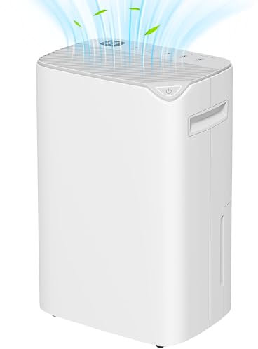 HOMCOM 20L/Day Dehumidifier with Continuous Drainage, 2.5L Water Tank, 24H Timer, Digital Humidity Display, Dehumidifier for Home Damp, Bedroom, Condensation, Mould, Laundry Drying