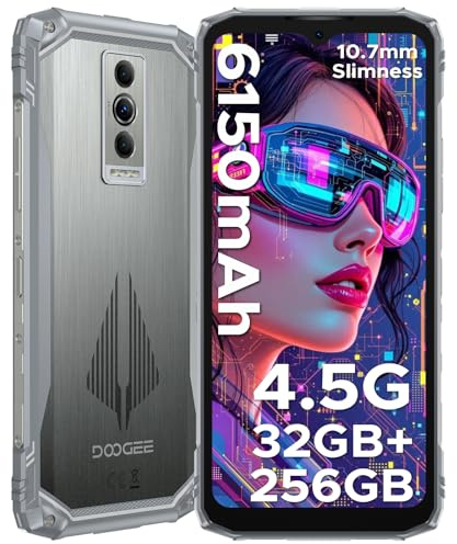 DOOGEE Blade 10 Pro Energy Android 15 Rugged Smartphone-32GB+256GB/2TB,10.7mm Ultra-thin & 6150 mAh Rugged Phone,90Hz 6.56 HD+,50MP Octa Core,3 Card Slots,4.5G Dual Sim Android Phone,Face ID/NFC/GPS