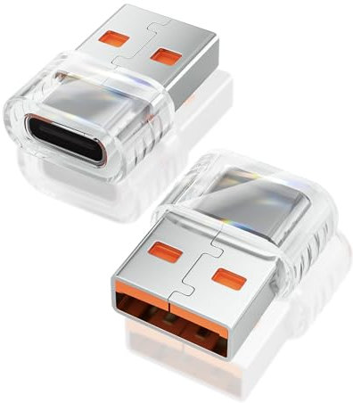Adattatore da USB a USB C, confezione da 2 adattatori USB-C femmina a USB maschio, cavo di ricarica di tipo C per caricabatterie di tipo A per iPhone 16 15 14 13 Pro Max, Samsung S24, AirPods, i Pad