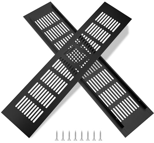 Ventilation Gitter Aluminium Lüftungsgitter Rechteckig Abluftgitter Korrosionsschutz mit Schrauben fur Belüftung von Schränken und Schlafzimmern Schwarz 35 x 8 cm