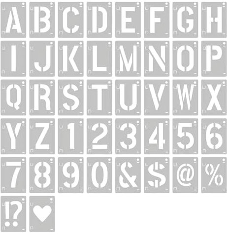 LBJFYHJN 42 Stück Schablonen Buchstaben und Zahlen, überstreichbar und Sprühbar, Wiederverwendbar, Schablonen für DIY-Malerei,Wandgraffiti, Holzschild, Kuchen, Malerei, Dekoration（2 Zoll)