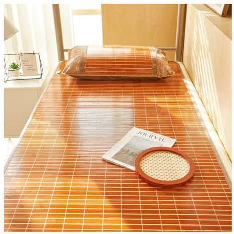 Stuoia di bambù per Letto con cuscino, Estive Stuoia bambù Rattan Stuoia per Letto di bambù Pieghevole, Stuoia Bambu Per Letto Singolo, Dormitorio Scolastico Di Famiglia(Size:80CMX190CM,Color:#1)
