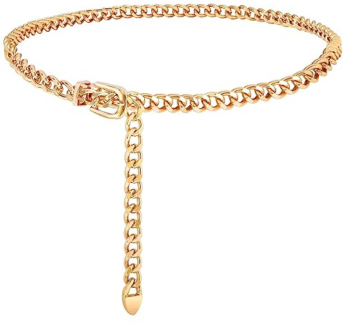 JASGOOD Ceinture Chaine Dorée Femme Chaîne de Taille en Métal Réglable Ceinture Tendance pour Robe Jean Jupe