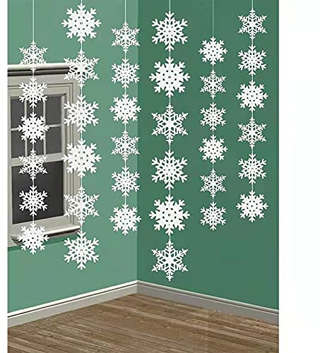 Guirlanda Colgante de Copos de Nieve de Papel para DIY - Decoración para Navidad, Invierno y Hogar - Kit de 5 Piezas (1.5m) con 30 Copos