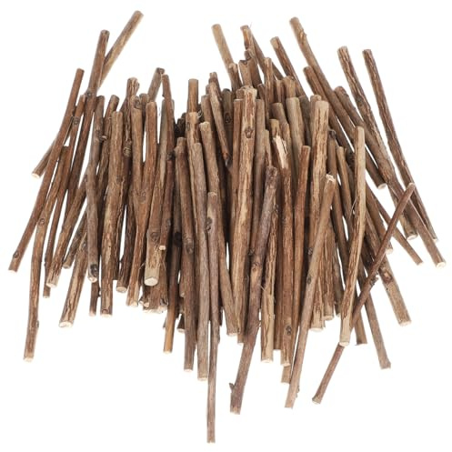 Hemobllo 100 Holzstäbchen zum Basteln, 10 cm, 3,05–5,08 mm, mit Rinde | Teebaum-Holzstäbe, beidseitig feingeschliffen, für DIY-Handwerk, Foto-Requisiten und Deko