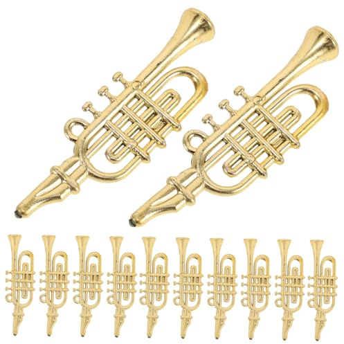 HONITANO Set 12 Strumenti Musicali in Miniatura per Decorazioni Festività, Tromba Giocattolo e Sassofono Miniatura, Accessori per Feste e Case delle Bambole
